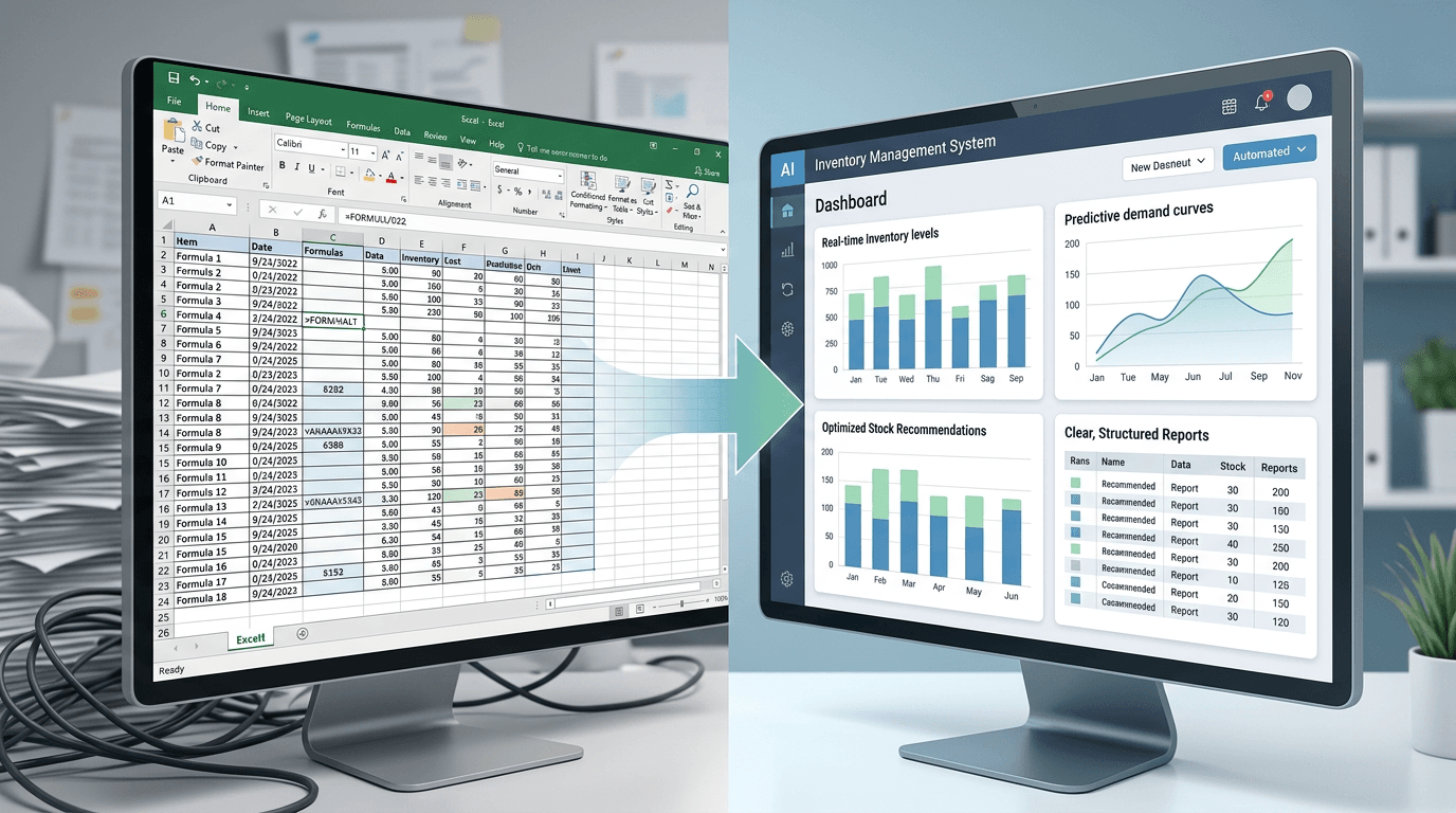 Featured image for: El costo oculto de un control de inventario en excel gratis frente a la Inteligencia Artificial